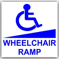1 x Disabled Wheelchair Ramp-87mm Self Adhesive Vinyl Sticker-Disabled,Disability,Mobility ScooterSign 